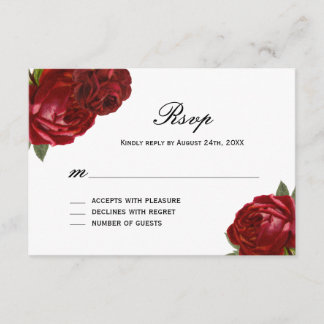 Romantische antike Rote Rosen mit Streifen RSVP-Ka RSVP Karte