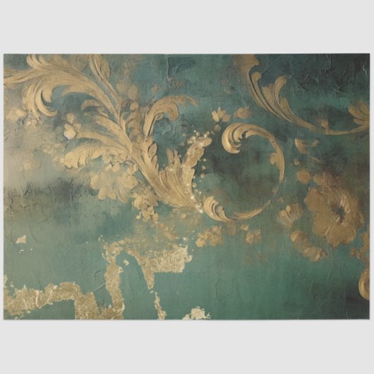 Romantische antike Smaragde und Gold Design Serie Seidenpapier (Vorderseite)