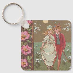 Romantische antike Valentinstagskarte, 1876 Schlüsselanhänger