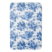 Romantische antike Vintage Rose blau auf Weiß Badematte (Vorderseite Vertikal)