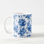 Romantische antike Vintage Rose blau auf Weiß Kaffeetasse (Links)
