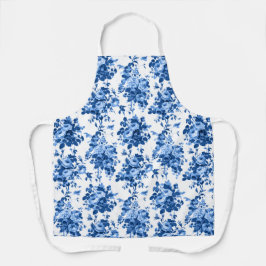 Romantische antike Vintage Rose blau auf Weiß Schürze