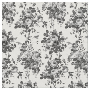 Romantische antike Vintage Rose grau auf weiß Stoff