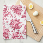 Romantische antike Vintage Rose Rosa auf Weiß Geschirrtuch<br><div class="desc">Elegante,  nahtlose antike Vintage,  monochrome Rosen auf weißem Hintergrund.</div>