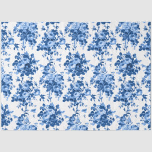 Romantische antike Vintage-Rosen-Blau auf Weiß Seidenpapier