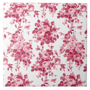 Romantische antike Vintage-Rosen - Pink auf Weiß Fliese