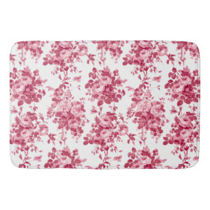 Romantische antike Vintage-Rosen - Rosa auf Weiß Badematte