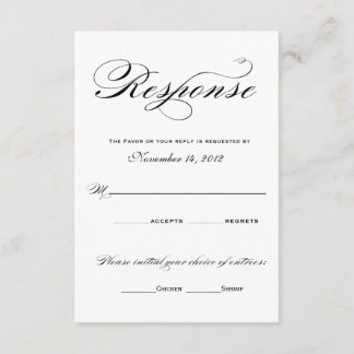 Romantische Antwortkarten - Schwarzweiß RSVP Karte
