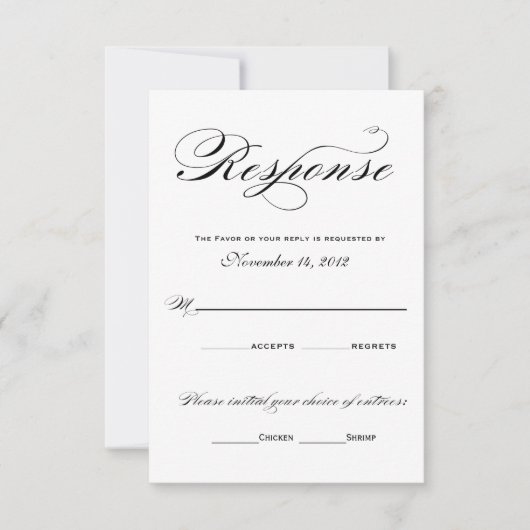 Romantische Antwortkarten - Schwarzweiß RSVP Karte (Vorderseite)