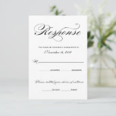 Romantische Antwortkarten - Schwarzweiß RSVP Karte (Stehend Vorderseite)