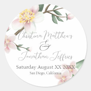 Romantische Apfelblüten Runder Aufkleber