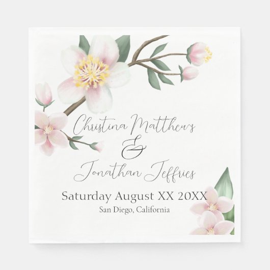 Romantische Apfelblüten Serviette (Vorderseite)