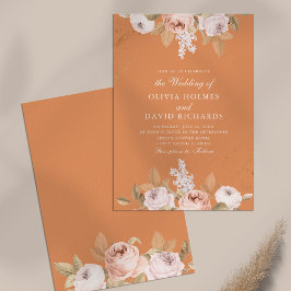 Romantische Apricot Peony Wedding Einladung