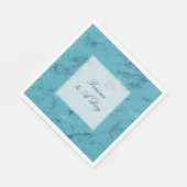 Romantische Aqua Blue Marble Wedding Serviette (Ecke)