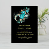 Romantische Aqua Floral Design Folieneinladung (Stehend vorne)