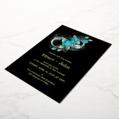 Romantische Aqua Floral Design Folieneinladung (Gedreht)