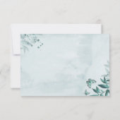 Romantische aquamarin-blaue Blätter botanisch Dankeskarte (Rückseite)