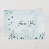 Romantische aquamarin-blaue Blätter botanisch Dankeskarte (Vorne/Hinten)