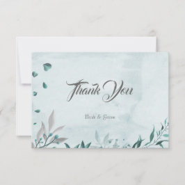 Romantische aquamarin-blaue Blätter botanisch Dankeskarte