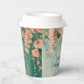 Romantische Aquamarin Blush Blume Hochzeit Brautpa Pappbecher (Rechts)