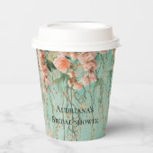 Romantische Aquamarin Blush Blume Hochzeit Brautpa Pappbecher (Vorderseite)