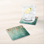 Romantische Aquamarin Blush Peach Blume Hochzeit Untersetzer (Vor Ort)