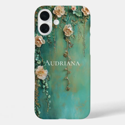Romantische Aquamarin Blush Pink-Blume Case-Mate iPhone Hülle (Rückseite)