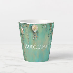 Romantische Aquamarin Blush Pink-Blume Milchtasse