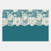 Romantische Aquamarin-grüne blaue Lace Blumenhochz Geschenkpapier Set (Vorderseite 3)