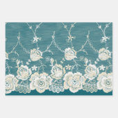 Romantische Aquamarin-grüne blaue Lace Blumenhochz Geschenkpapier Set (Vorderseite)