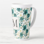 Romantische Aquamarin-grüne Creme-Rose Milchtasse (Rechte Ecke)