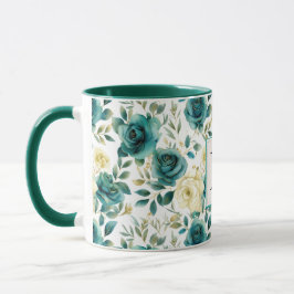 Romantische Aquamarin-grüne Creme-Rose Tasse