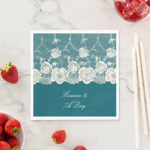 Romantische Aquamarine Blaue Hochzeit Serviette