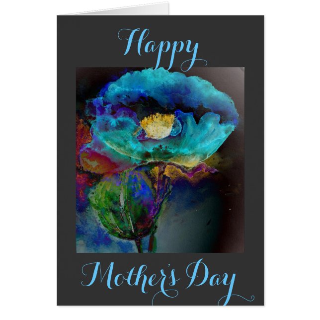 Romantische aquamarine Blumenbemalung (Vorne)