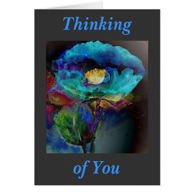 Romantische aquamarine Blumenbemalung (Vorne)