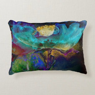 Romantische aquamarine Blumenbemalung Dekokissen