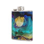 Romantische aquamarine Blumenbemalung Flachmann (Links)