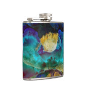 Romantische aquamarine Blumenbemalung Flachmann (Rechts)