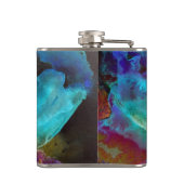 Romantische aquamarine Blumenbemalung Flachmann (Rückseite)