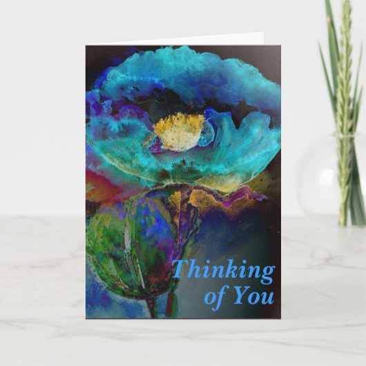 Romantische aquamarine Blumenbemalung Karte (Vorderseite)