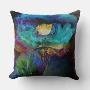 Romantische aquamarine Blumenbemalung Kissen