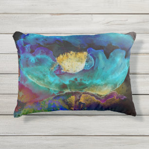 Romantische aquamarine Blumenbemalung Kissen Für Draußen