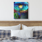 Romantische aquamarine Blumenbemalung Leinwanddruck (Insitu (Schlafzimmer))