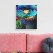 Romantische aquamarine Blumenbemalung Leinwanddruck (Insitu (Wohnzimmer))