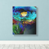 Romantische aquamarine Blumenbemalung Leinwanddruck (Insitu (Holzboden))