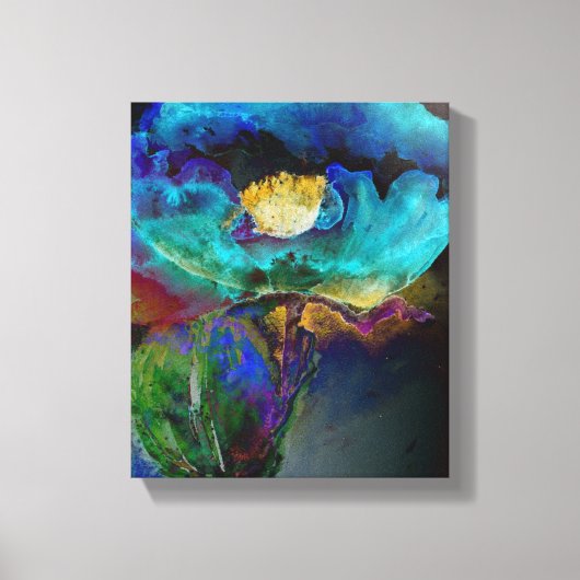 Romantische aquamarine Blumenbemalung Leinwanddruck (Vorderseite)