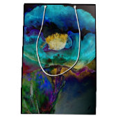 Romantische aquamarine Blumenbemalung Mittlere Geschenktüte (Rückseite)