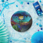 Romantische aquamarine Blumenbemalung Pappteller (Party)