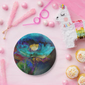 Romantische aquamarine Blumenbemalung Pappteller (Party)