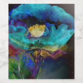 Romantische aquamarine Blumenbemalung Weinetikett (Einzelnes Label)